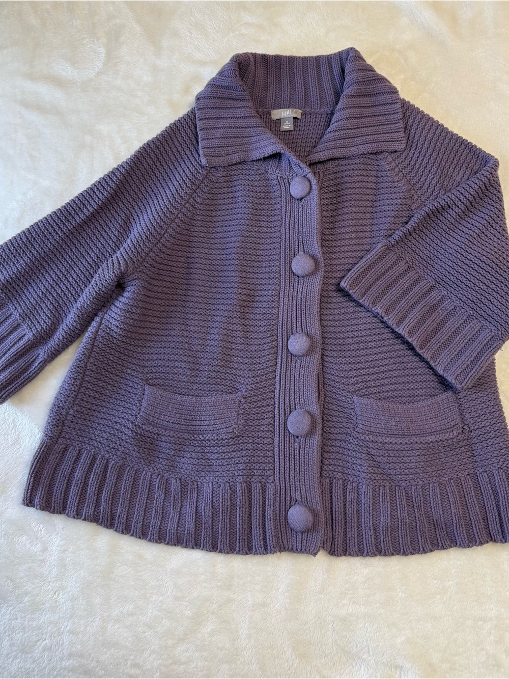 J. Jill Lavender Purple Button-Front Knit Cardigan